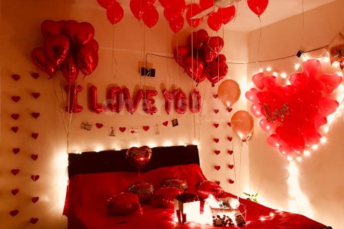 Red and Heart Theme Romantic Decoration