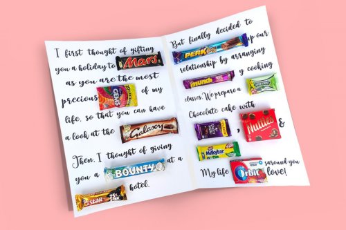 The Chocolate card contains a message involving chocolates.