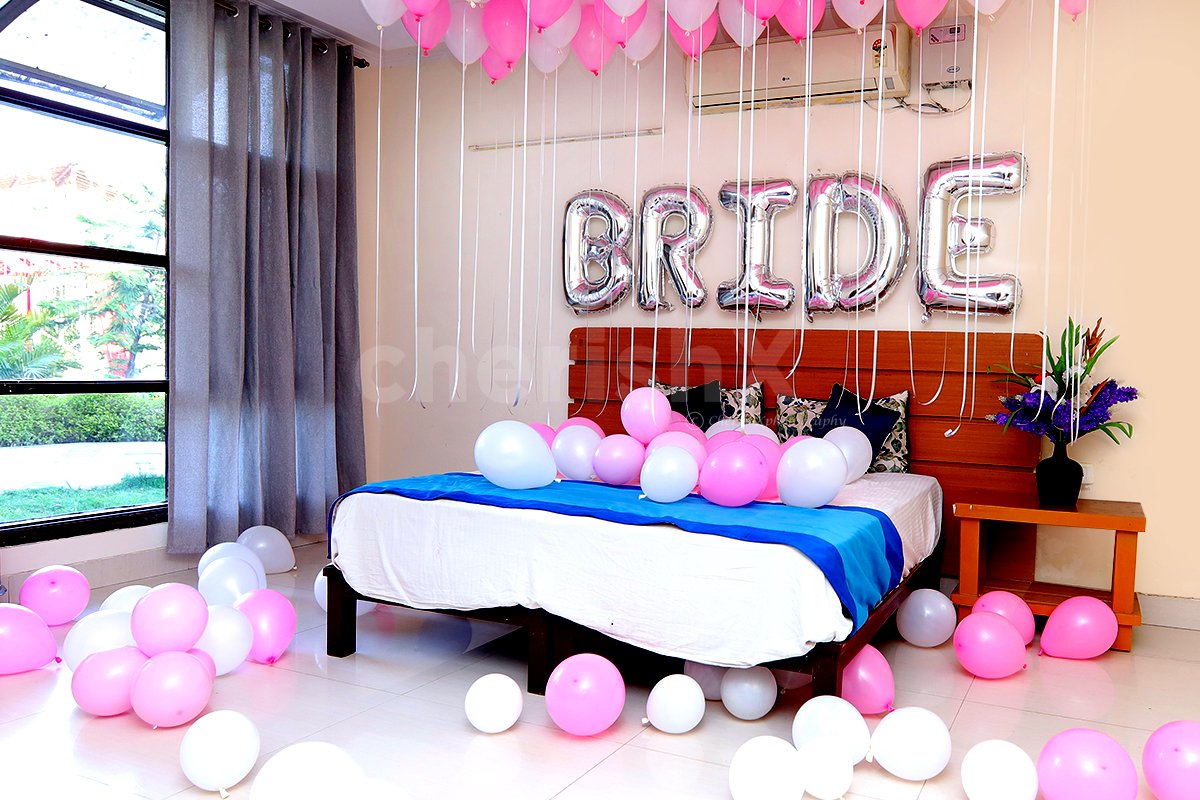 Surprise the bride to be with this wonderful Balloon Room Decoration