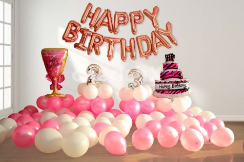 Wine and Cake Pink Color Big Foil Balloons
