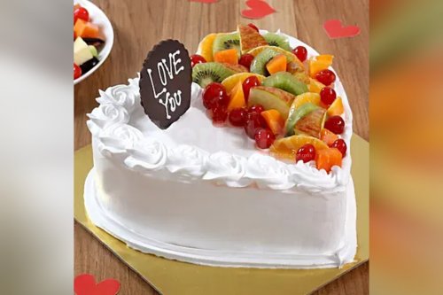 Heart Shape Vanilla Fruit cake 