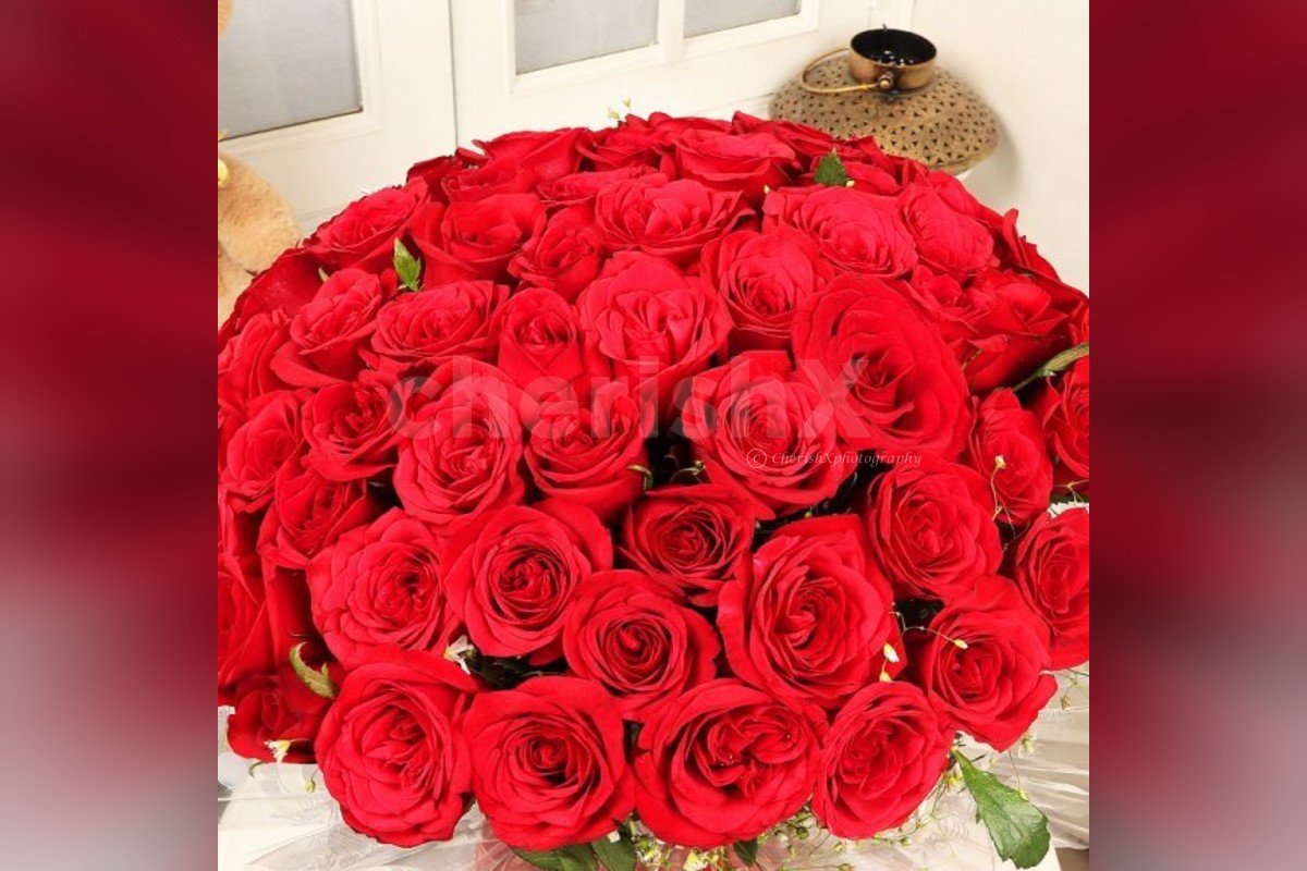 Grand 100 red roses bouquet by cherishx