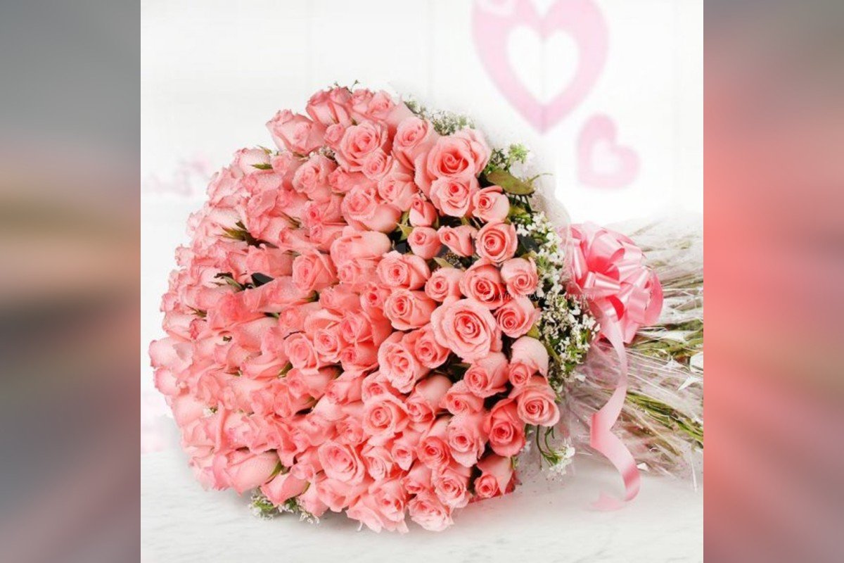 100 pink roses bouquet online delivery
