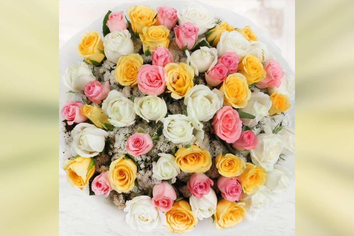 50 mixed roses blooming bouquet by cherishx