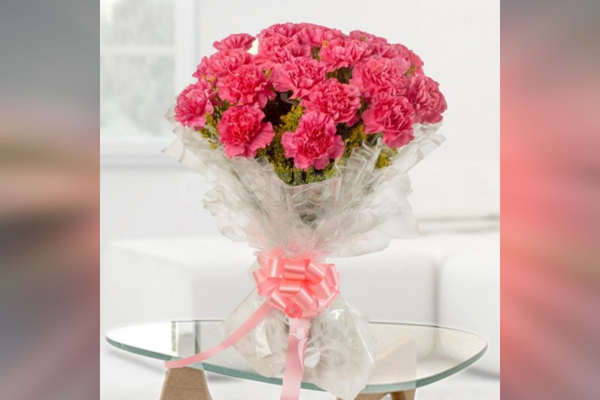 20 pink carnations bouquet online delivery