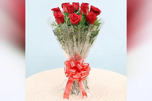 12 red rose bouquet with heart shape red velvet cake by cherishx