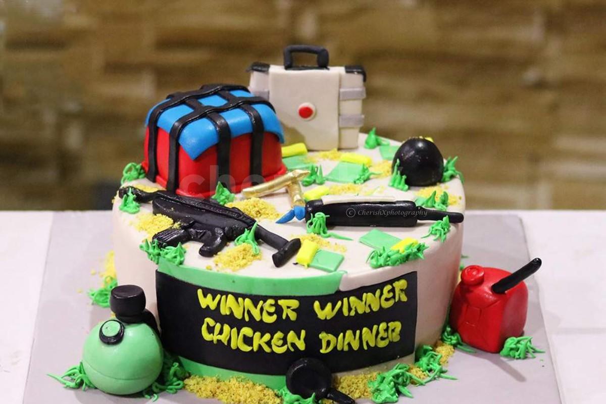 PUBG theme cake💁 | PUBG theme cake in 1.5 pound. Semi fondant in chocolate  flavor. Customize your favorite game theme cake now. | By Cooking Diary by  TashinFacebook