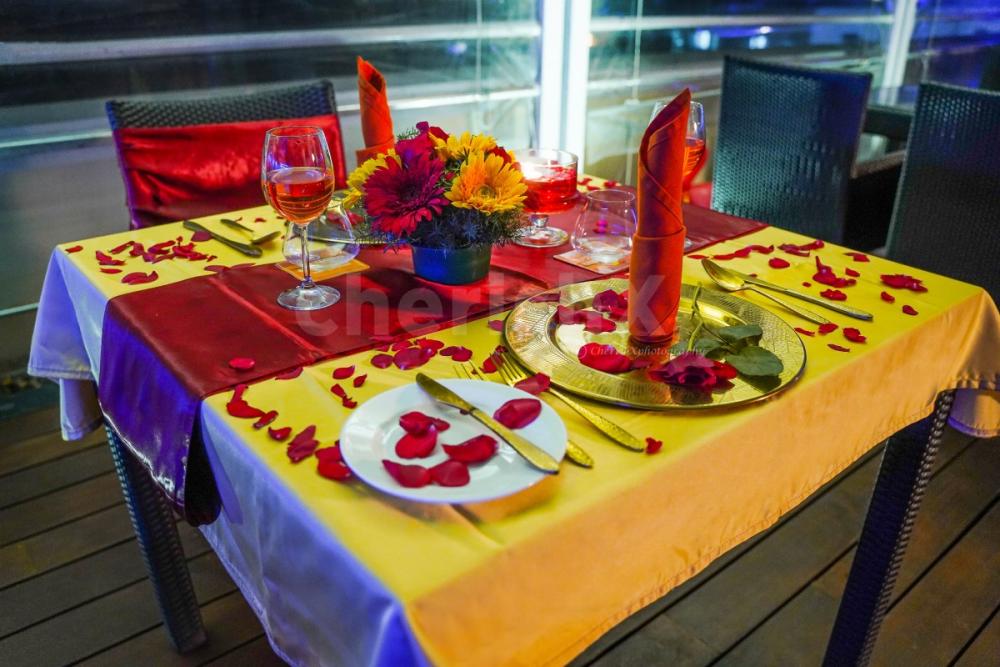 Romantic rooftop candlelight dinner in bangalore by cherishx