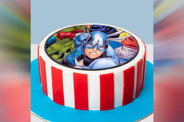 Captain America Photo Fondant Cake