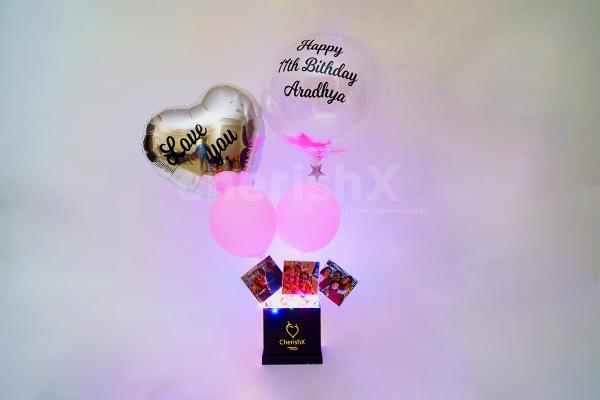 Gift this pictures bucket with a pink feather love bubble for your loved ones through cherishx