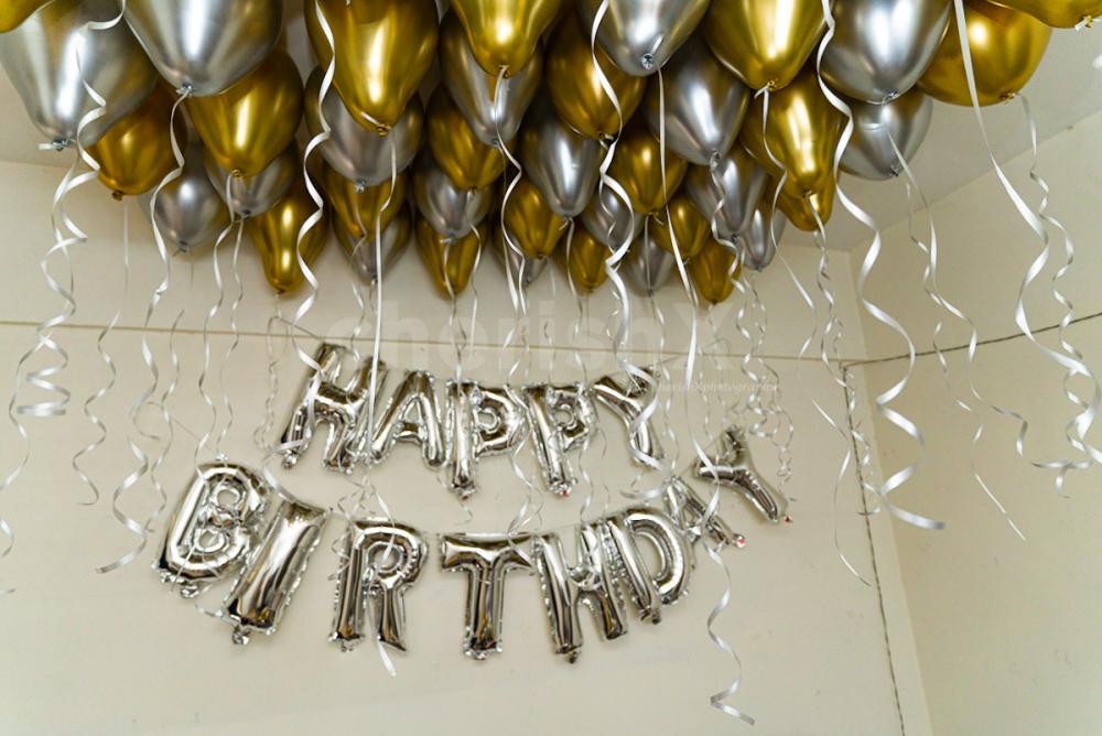 Classy Golden and silver chrome balloon decoration by Cherishx