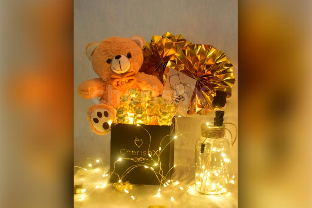 Create a beautiful moment by gifting your partner a cute Teddy Day Bucket offered by CherishX!