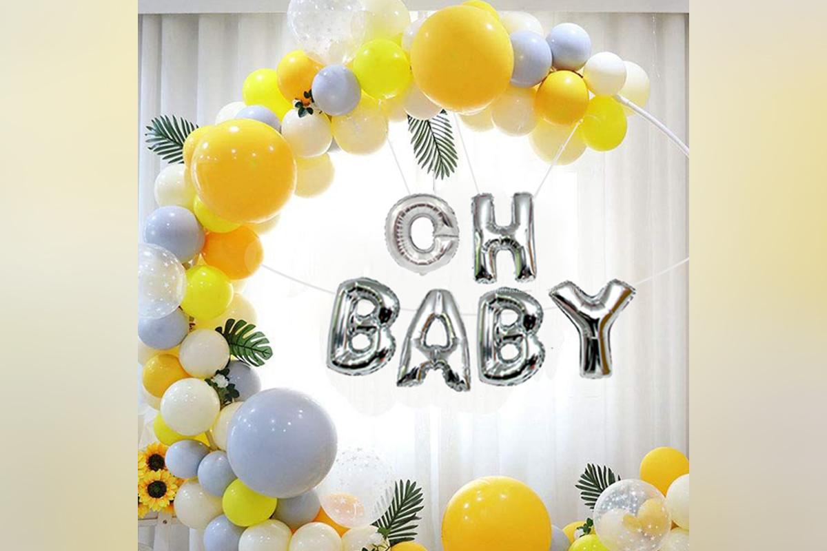 Baby shower store yellow and white