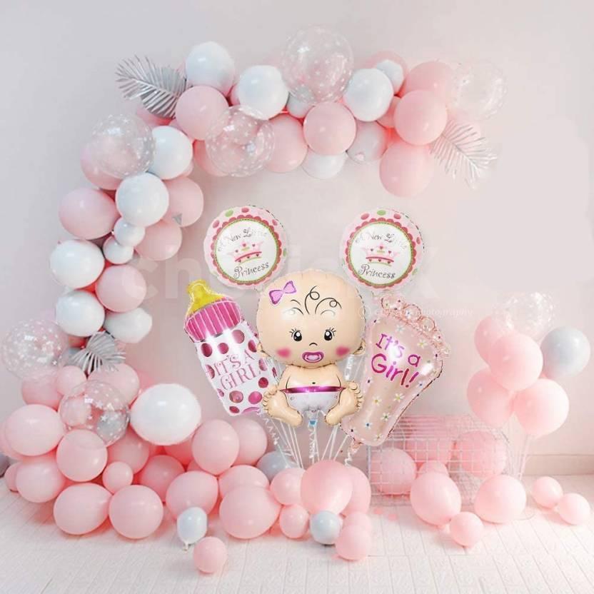 165 pc Baby Shower Decorations for Girl Birthday Girl Balloon