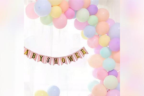 Enjoy the look of pretty colours surrounding your venue for a baby shower event!