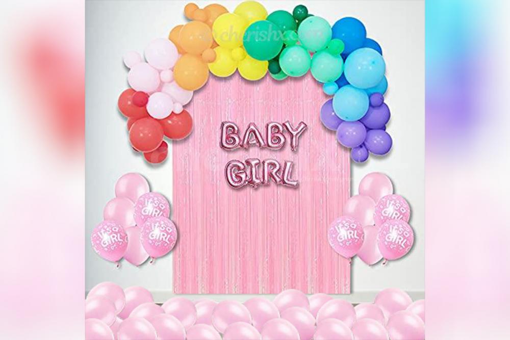 Baby Girl Letter Foil Balloons used to enhance the welcome baby girl decor