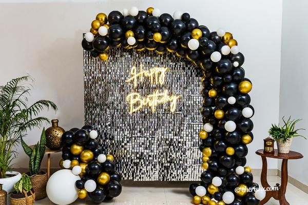 A Gorgeous in-trend Premium Sequins Black and Gold Neon Decor!