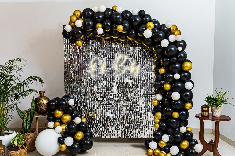 Give a beautiful surprise to the mother-to-be with CherishX's Premium Sequins Baby Shower Decor!
