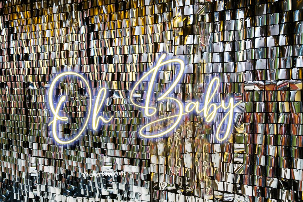Click amazing snaps with a Sequins panel background Gold and Black Baby Shower Decor!