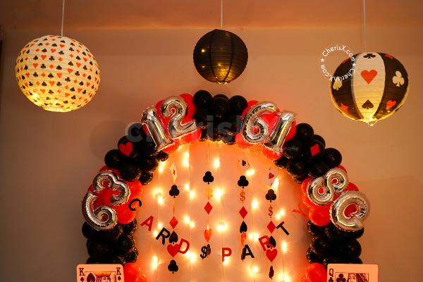 CherishX's Casino Themed Lantern Diwali Decor includes Card themed Lanterns.