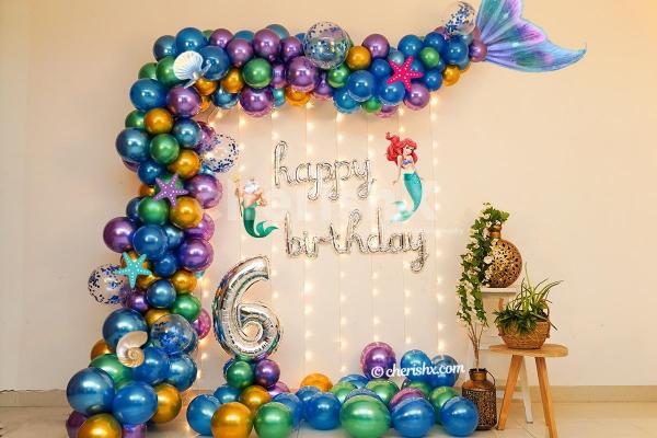 Add glamour to your kid's birthday party with CherishX's Mermaid Theme Decor!