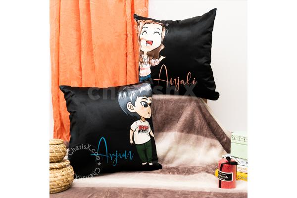 Cute couple cushions with customized names