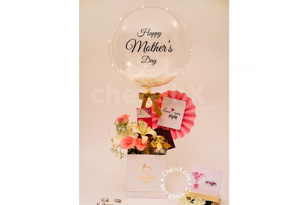 Celebrate Mother's day, or any other occasion beautifully with CherishX's Blush Pink Balloon Bucket Gift!