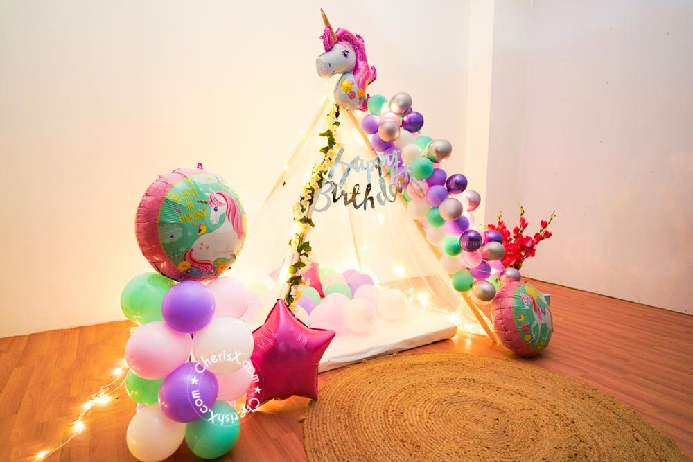 A Unicorn theme Decoration by CherishX for your baby shower, baby naming and kid's birthday celebration!