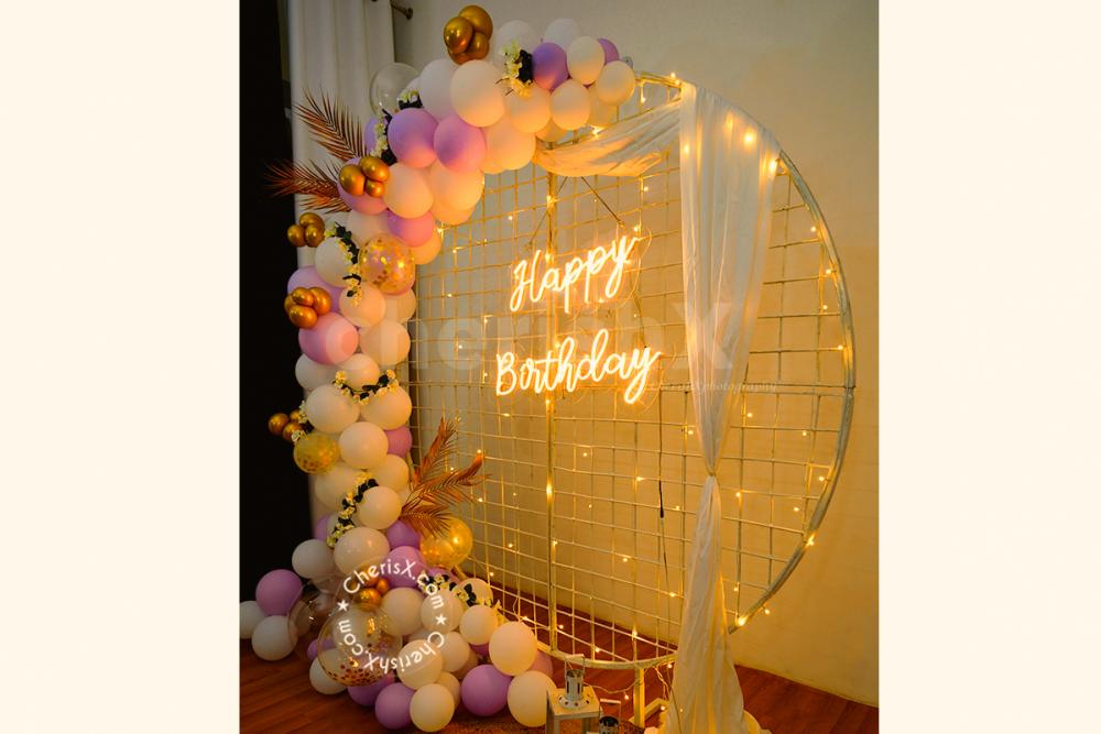 Get a Pastel Purple and White Mesh Decor for your Celebrations in Delhi NCR!