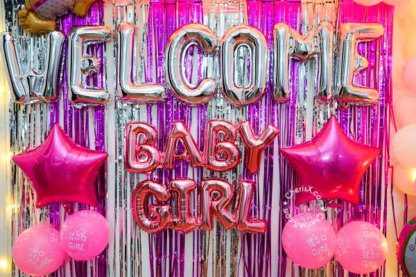 Spread happiness everywhere with CherishX's Pink and White Welcome Baby Girl decoration.