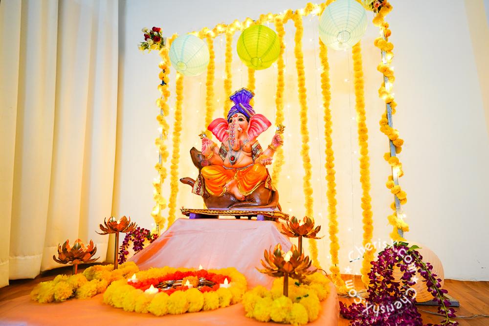 A Ganpati Marigold Decor to celebrate Ganesh Chaturthi Beautifully.