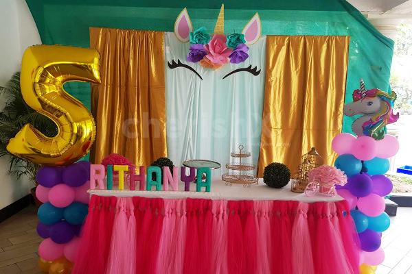 A Unicorn theme Decoration by CherishX for your grand baby shower, baby naming and kid's birthday celebration!