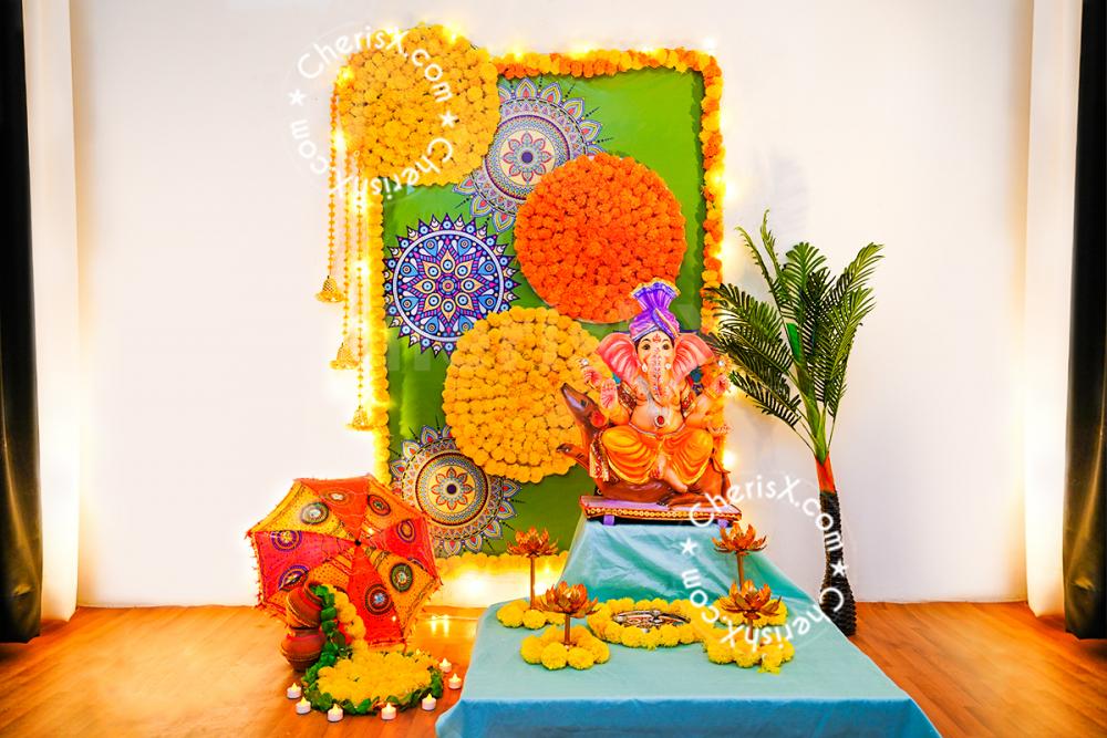 Ganpati Puja mandala decor for Mandir