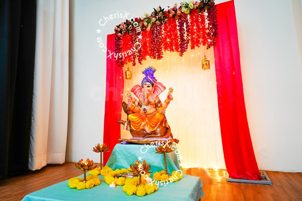 Ganesh Chaturthi flower decoration for celebrating the event