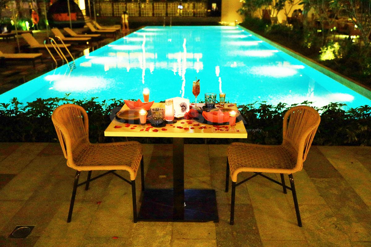 A candlelight diner by Hilton poolside is worth a thousand years memory! | Bangalore