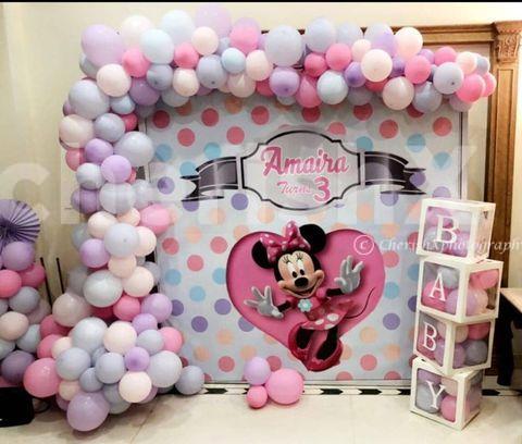 A Minnie Theme Birthday Decoration for your baby girl's birthday!