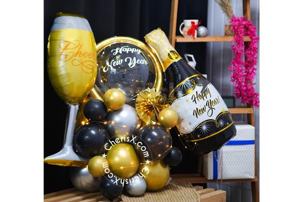 Make your new year party memorable with lights, balloons, flex, and more