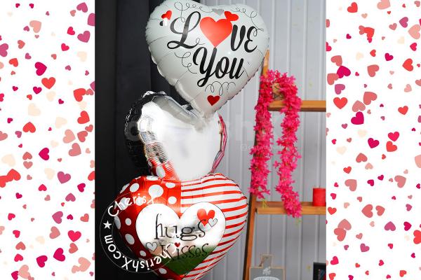 The I and You foil balloons are the perfect display of love added to the bouquet