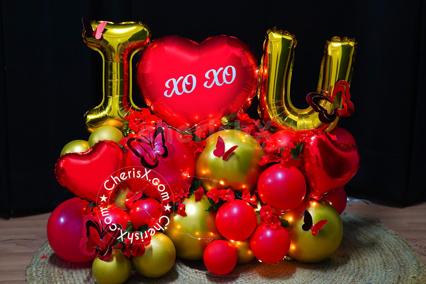 The I Love You red and gold balloon bouquet is the perfect expression ...