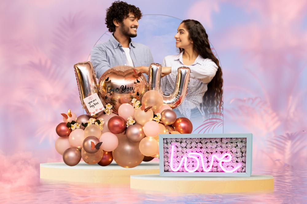 The love message with hearts in the balloon bouquet is the most amusing combination you can even imagine