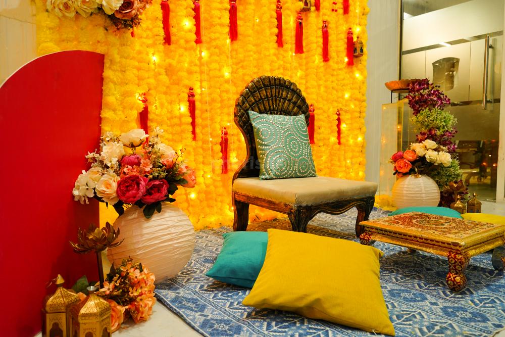 The classic chowk and sofa are a special sitting arrangement for the bride or groom