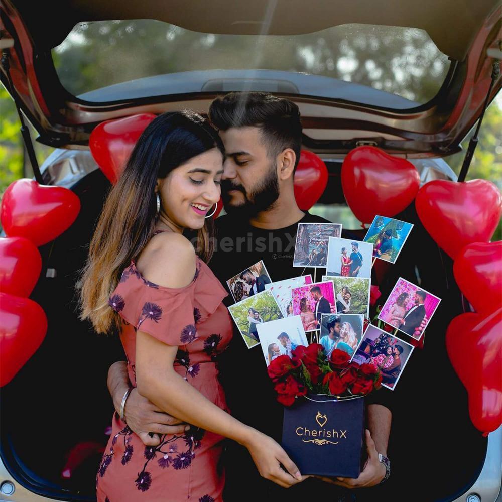 Amazing photo setup in the bucket with roses for your partner