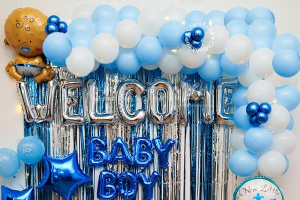 A Blue and White Themed Welcome Baby Boy Decor by CherishX.