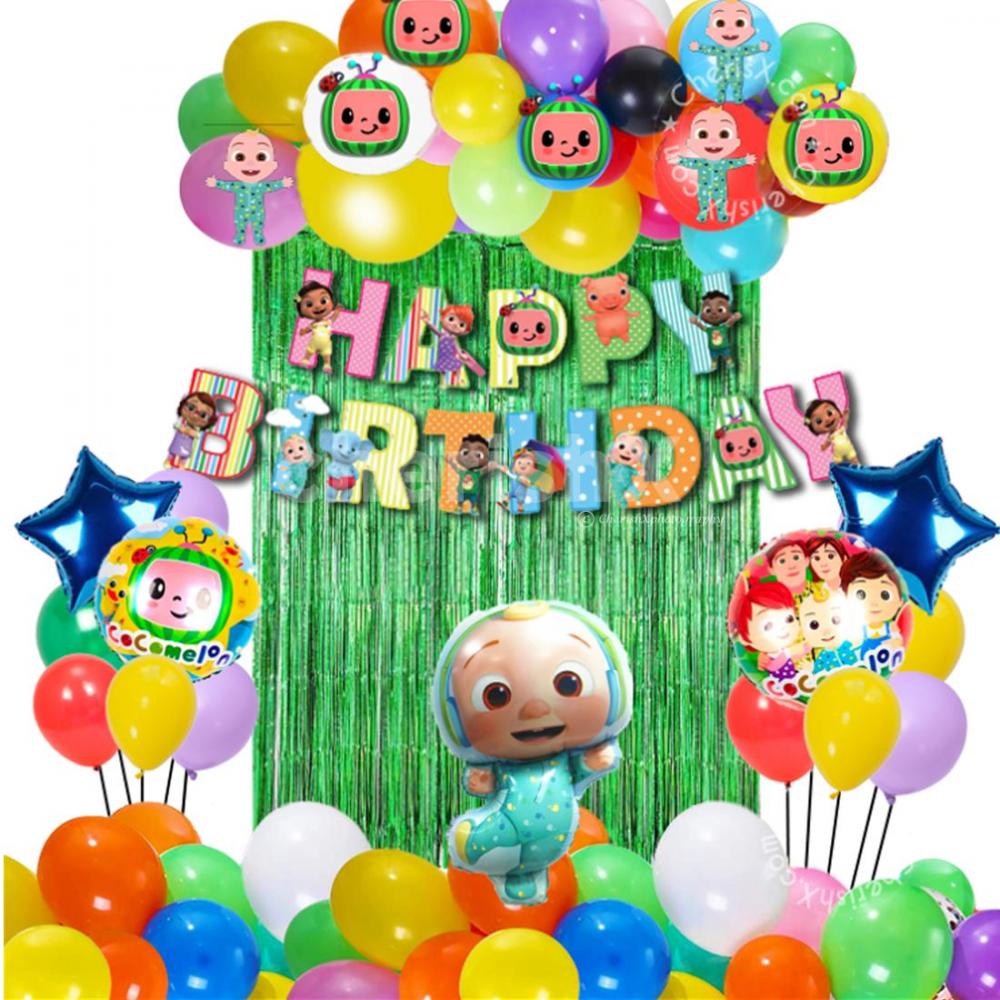 The perfect Cocomelon Themed balloons for a kid's Birthday party!