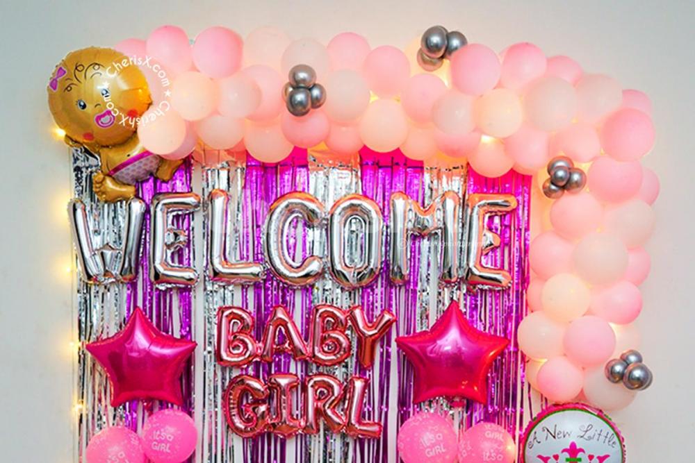 Spread happiness everywhere with CherishX's Pink and White Welcome Baby Girl decoration.