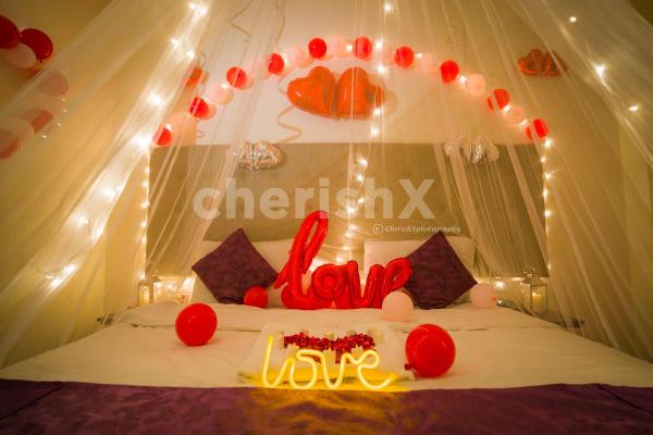 Make your special moment count by booking this amazing First Night Red Balloon Canopy Decor brought to you by CherishX!!