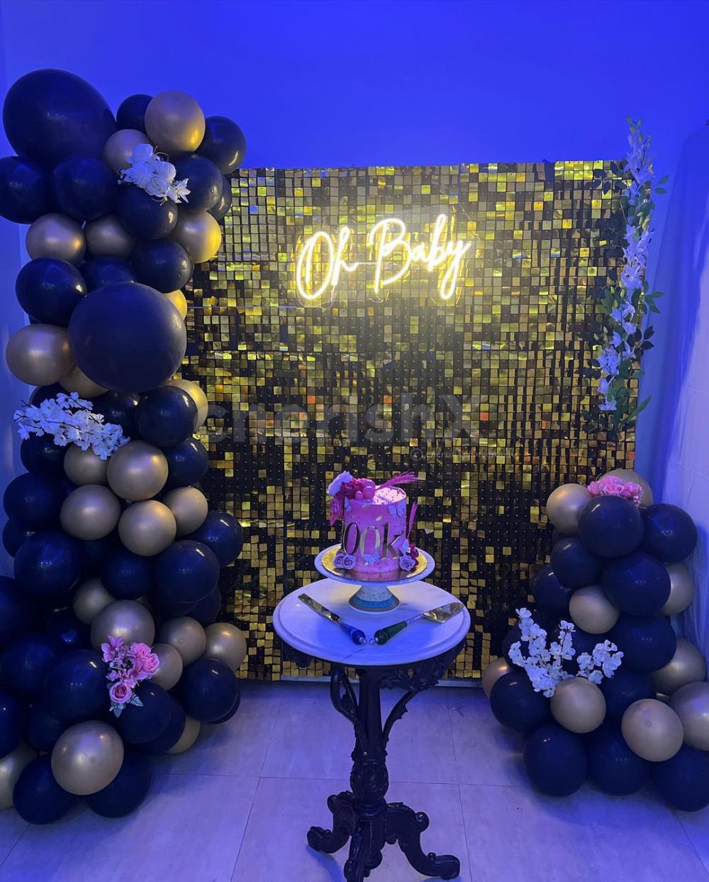 The oh baby neon signage is an exclusive addition that adds a vibrant touch to the venue