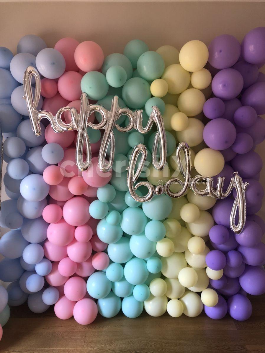 Book this trending pastel theme balloon wall decor from CherishX