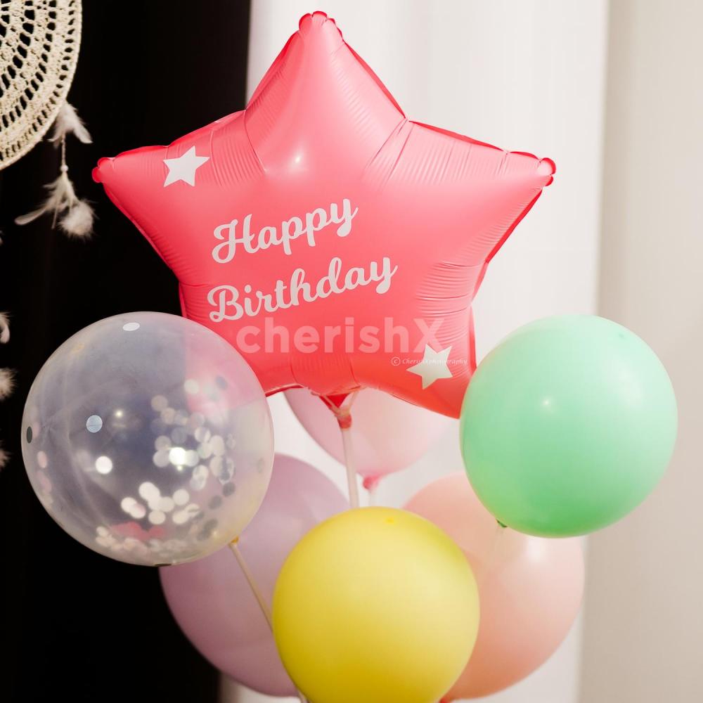 Celebrate birthdays with cakes, chocolates, teddies, and this unique pastel star balloon bouquet