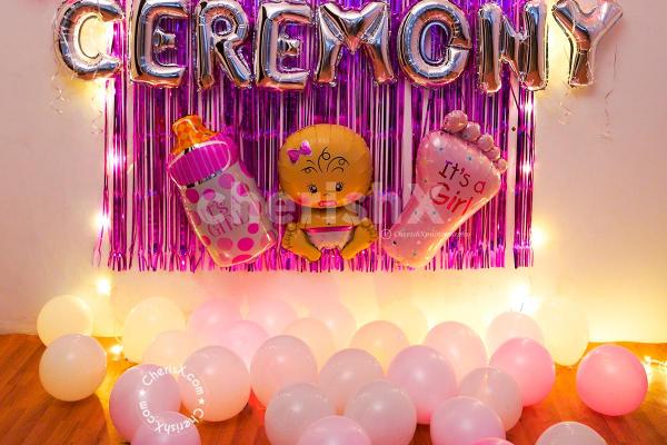 A Pink Themed Baby Girl Naming Ceremony Decoration by CherishX!